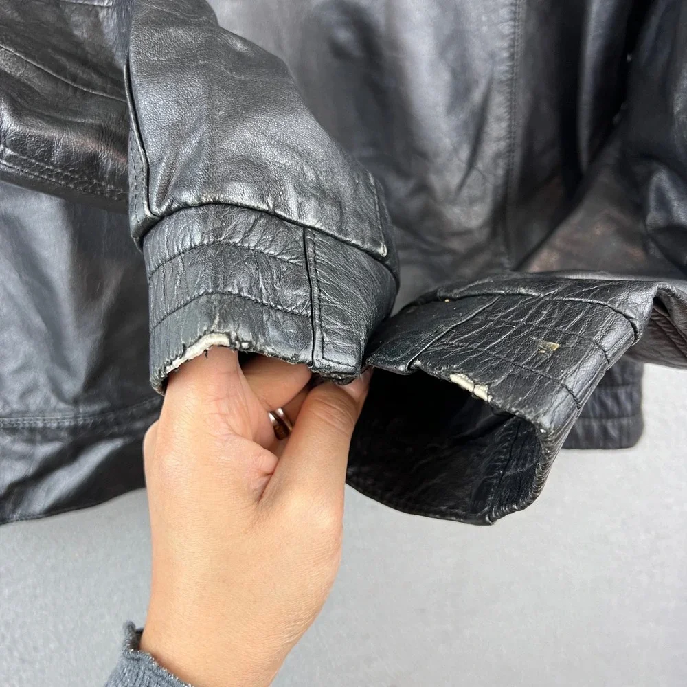Vintage Hein Gericke Black Leather‎ Motorcycle Jacket Men's Size 38 Pockets